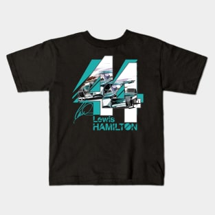 Lewis Hamilton 44 F1 Grand Prix Signature Logo Design Kids T-Shirt